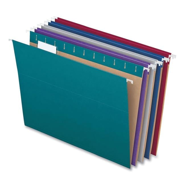 Letter Size 1-5 Cut Tab Recycled Hanging File Folders, Assorted - Box of 25