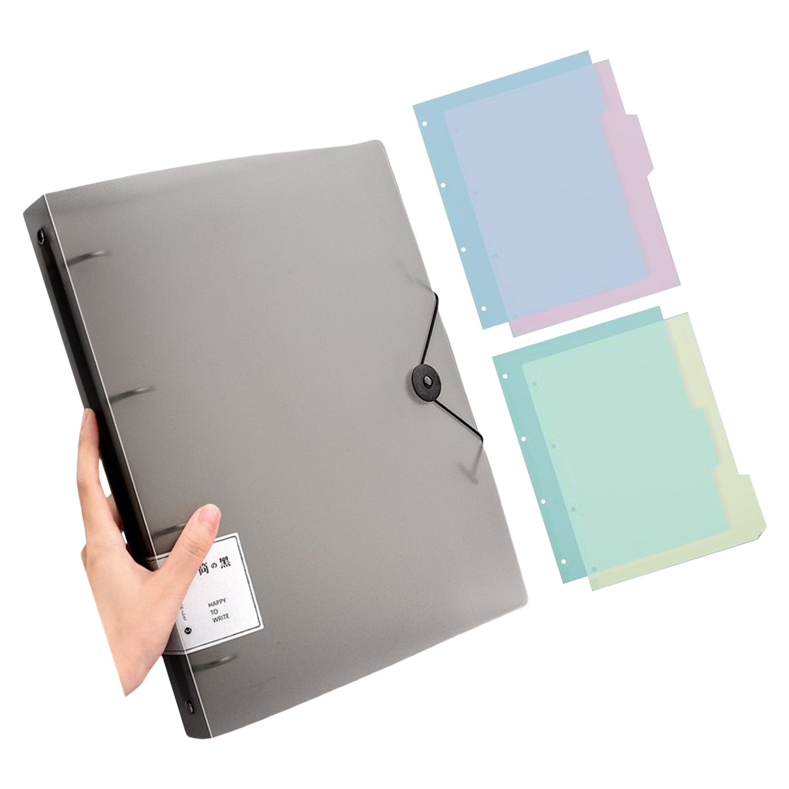 Letter Size 4 Rings Binder Hold 220Sheets Elastic String Closure for ...