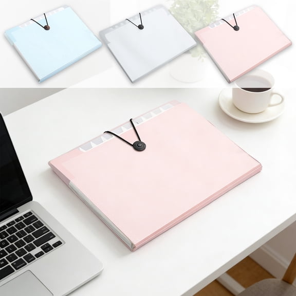 Letter Size Accordion File Folder Pastel Transparent Poly Organizer with Elastic Button Closure for Back to School Supplies and Office Document Filing