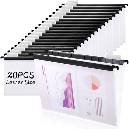 Letter Size Clear Hanging File Folders Hanging Document Folder Plastic Transparent Hanging File Folder for File Cabinets Document Filing