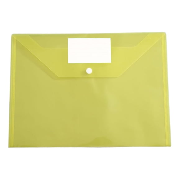 Letter Size Clear Plastic Document Envelopes with Label Pockets for Home Office School & Business Organization,Waterproof PP Material Snap Closure Transparent Visible Portable,Yellow,9.3x12.8"