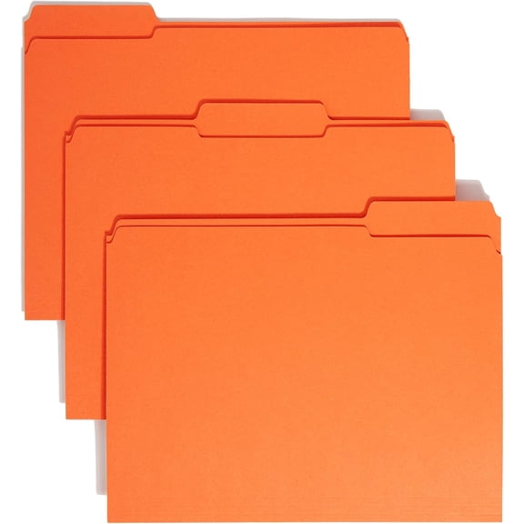 Letter-Size File Folder with Reinforced 1/3-Cut Top Tab Orange 100 per Box
