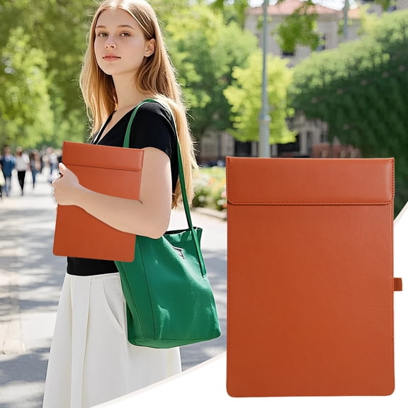 Letter Size PU Leather Clipboard, Business Padfolio Folder, Writing Board for Meeting Memo Writing Desk, Brown