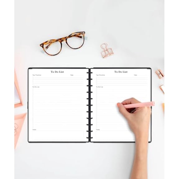 Letter Size TUL Discbound To Do List Refills, 11 Disc Daily Planner Insert, 100Sheets / 200Pages To Do Paper, 100gsm White Paper, 8.5'' x 11''