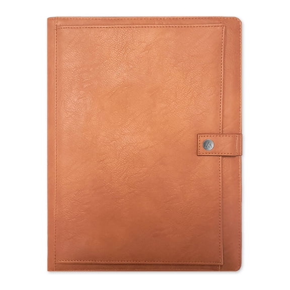Letter Size Tan Faux Leather Padfolio with Notepad, Internal Pockets, 50-Sheet Capacity