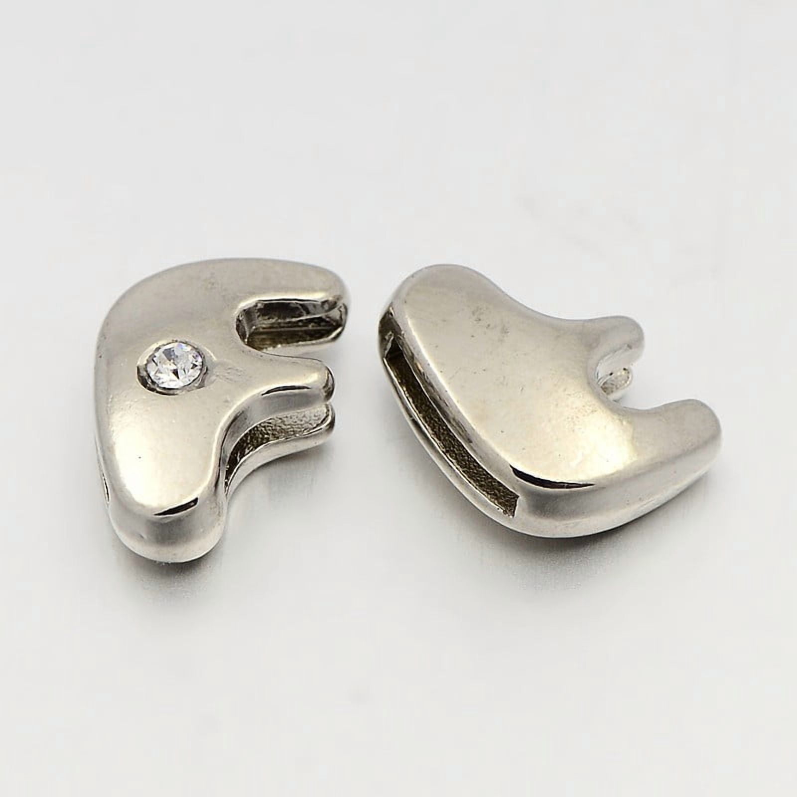 Letter Slider Beads for Watch Band Bracelet Making Platinum Plated Alloy Rhinestone Slide Charms Cadmium Free & Nickel Free & Lead Free Letter.F
