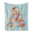 thumbnail image 1 of Letter a Soft Flannel Fleece Throw Blanket, Letter with Seashells on Pale Wooden Board Invertebratesnimal, Cozy Plush for Indoor and Outdoor Use, 60" x 80", Dark Coral Pale Blue, by Ambesonne, 1 of 5