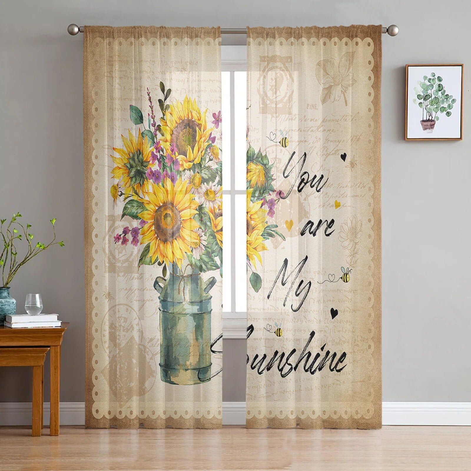 Sheer Sunflower Curtains - 4u5w2n1