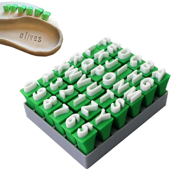 Letter Stamps for Clay,Pottery Stamps for Clay,Alphabet Stamps for Clay,Clay Letter Stamps,DIY Clay Stamps Pottery for Ceramic Decorating - 36 Pieces Letter Stamps for Clay with Storage Box