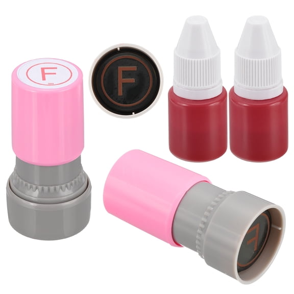 Letter Stamps Self Inking, 2Pcs Character F Alphabet Teacher Stamp Initial Stamp Mini Ink Stamp for Class Notebook Scrapbooking DIY Craft, Pink