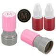 thumbnail image 1 of Letter Stamps Self Inking, 2Pcs Character M Alphabet Teacher Stamp Initial Stamp Mini Ink Stamp for Class Notebook Scrapbooking DIY Craft, Pink, 1 of 4