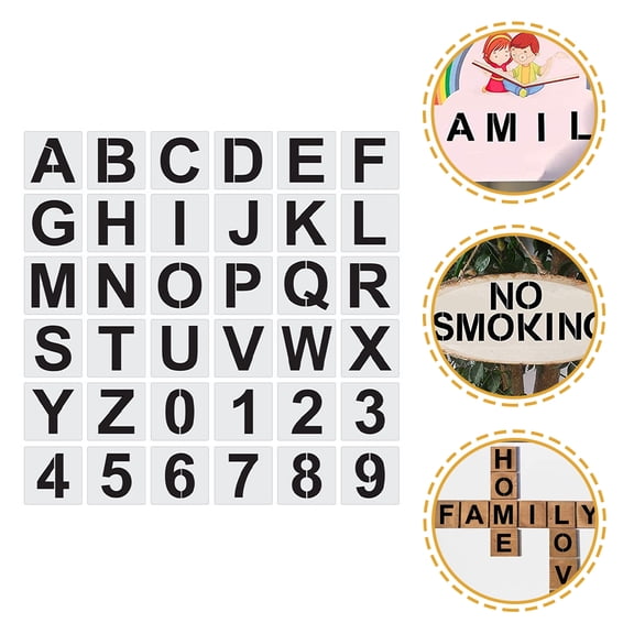 Letter Stencils Alphabet Numbers Craft Stencils, 3 Inch Letter Templates Reusable Letter Templates for Chalkboard Sign DIY Craft Stencils 36Pcs