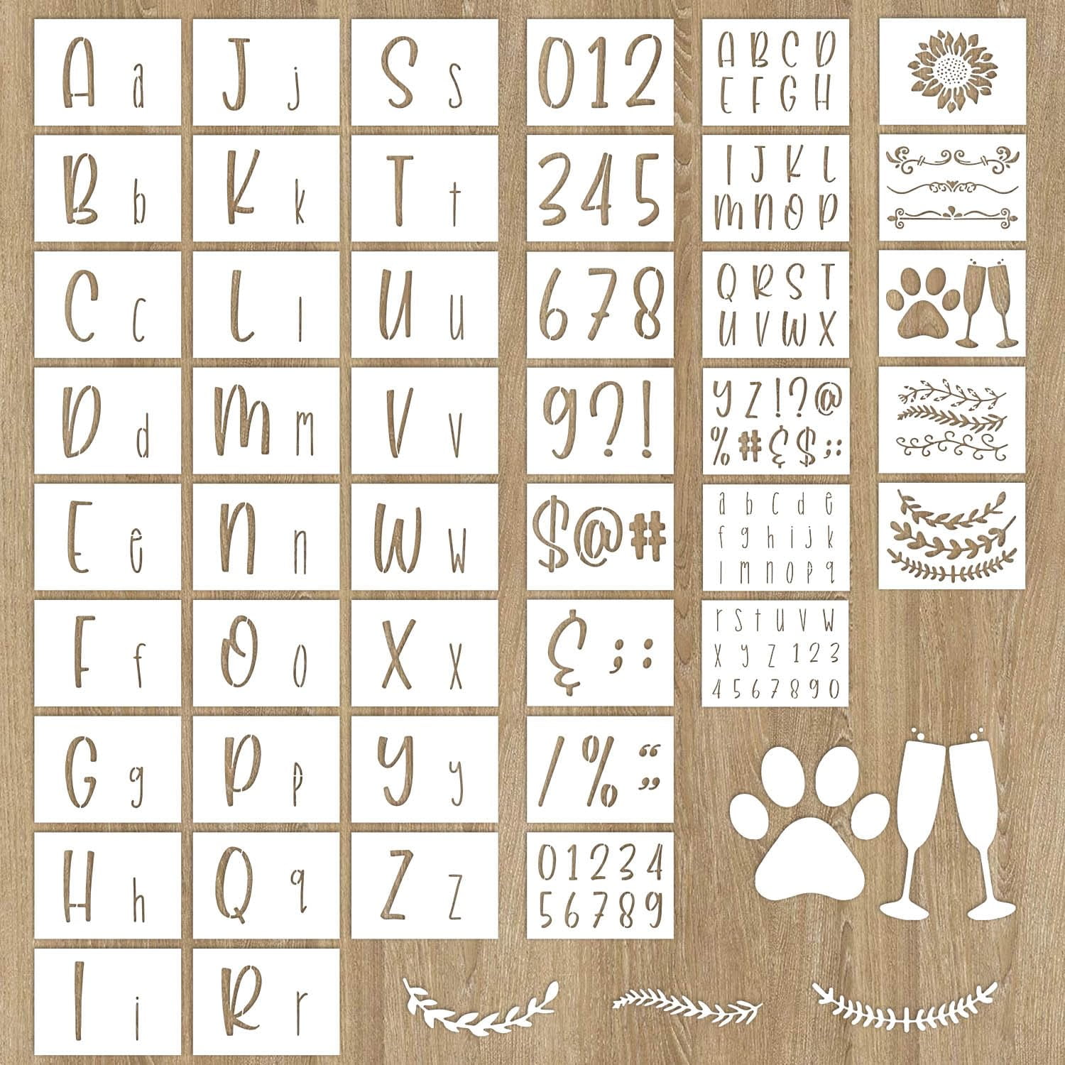 Letter Stencils for Painting AIF4 on Wood 45 Pieces Calligraphy Letter Stencils for Painting AIF4 on Wood 45 Pieces Calligraphy