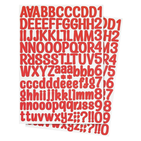 Letter Stickers 1 Inch, 12 Sheets Self Adhesive Alphabet Sticker Letter Decals for Mailbox Window Door Cap Decorations, Red