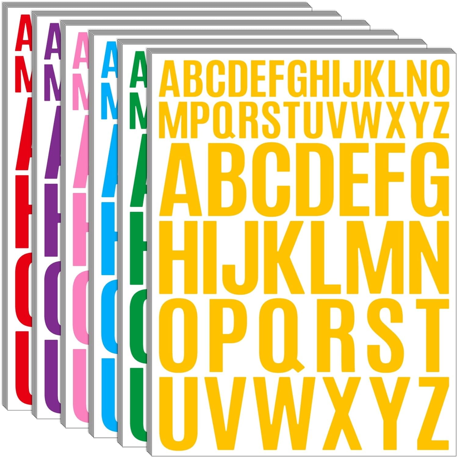 Letter Stickers 1560 Pieces 30 Sheets Stick on Vinyl Letters Capital Alphabet Sticker Letter for Craft Bulletin Boards Classroom Home Business Decor(Multicolor,1 Inch,2 Inch)