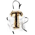 thumbnail image 1 of Letter T Apron Scorching Letter T Symbol of Alphabet Design Worn Out Background Education, Unisex Kitchen Bib Apron with Adjustable Neck for Cooking Baking Gardening, Tan Black Orange, by Ambesonne, 1 of 3