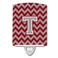 thumbnail image 1 of Letter T Chevron Crimson & Grey Ceramic Night Light, 1 of 1