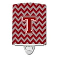 thumbnail image 1 of Letter T Chevron Maroon & White Ceramic Night Light, 1 of 1