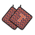 thumbnail image 1 of Letter T Chevron Orange and Blue Pair of Pot Holders, 1 of 2