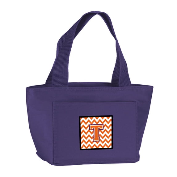 Letter T Chevron Orange and Regalia Lunch Bag