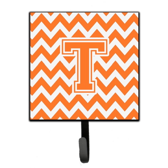 Letter T Chevron Orange and White Leash or Key Holder