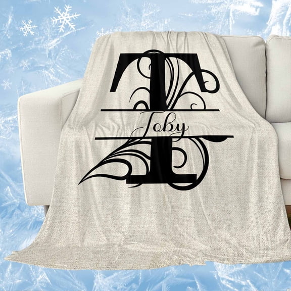 Letter T Cooling Blanket for Hot Sleepers, Soft Breathable Cool Summer Blanket for Night Sweats, Monogram Words Lightweight Ice Silk Sofa Throw Blankets All Season 30"x40"