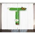 thumbnail image 1 of Ambesonne Letter T Curtains 2 Panel Set, Caps Flourish Essence, 108" x 84", Green Multicolor, 1 of 3