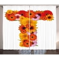 thumbnail image 1 of Ambesonne Letter T Curtains 2 Panel Set, T Shaped Floral Design, 108" x 108", Multicolor, 1 of 3
