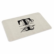 Letter T Doormat Outdoor Entrance 24"x36", Monogram Words Absorb Moisture Dirt Door Mats, Non-Slip Rubber Backing Floor Mats Indoor, Low-Profile Front Door Rugs