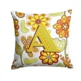 thumbnail image 1 of Letter T Floral Mustard and Green Fabric Decorative Pillow, 1 of 1