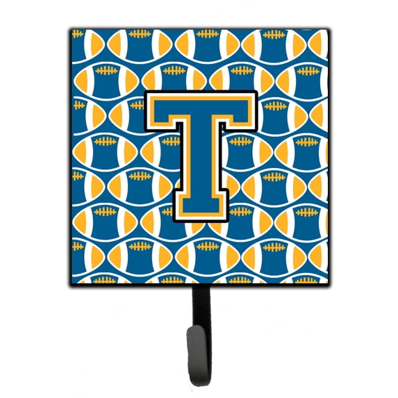 Letter T Football Blue and Gold Leash or Key Holder