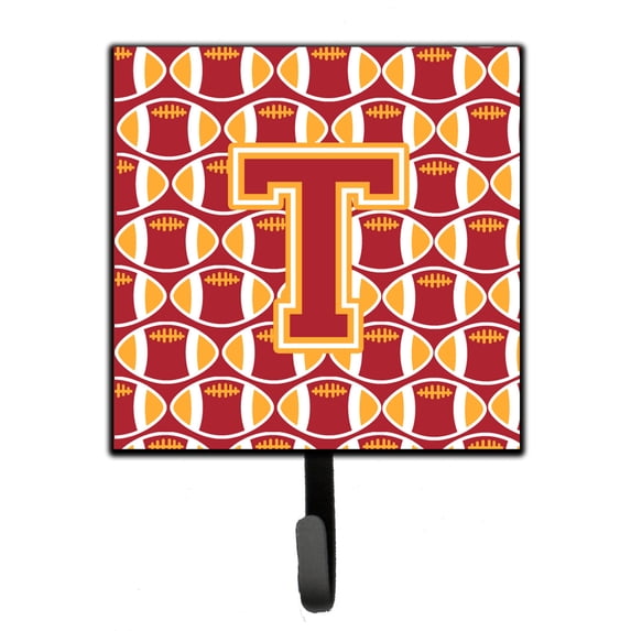 Letter T Football Cardinal and Gold Leash or Key Holder