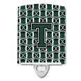 thumbnail image 1 of Letter T Football Green and White Ceramic Night Light, 1 of 1