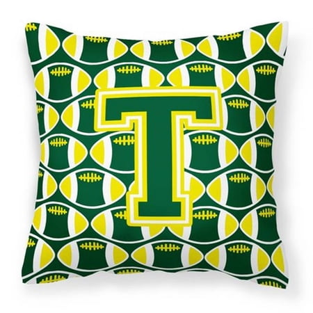 Letter T Football Green and Yellow Fabric Decorative Pillow