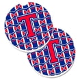 thumbnail image 1 of Letter T Football Harvard Crimson & Yale Blue Set of 2 Cup Holder Car Coaster, 1 of 1
