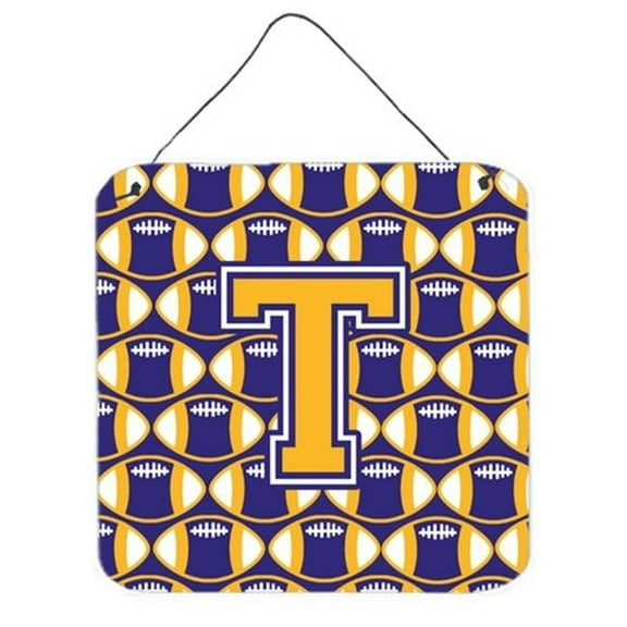 Letter T Football Purple & Gold Wall or Door Hanging Prints