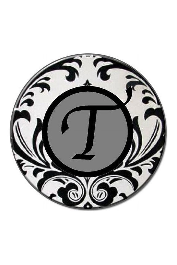 Letter T Formal Fancy Lapel Hat Pin Tie Tack Small Round