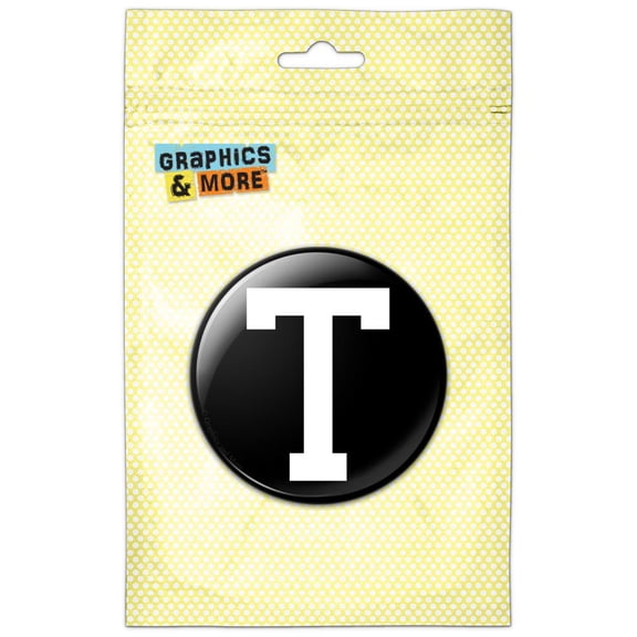 Letter T Initial Black White Refrigerator Button Magnet