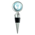 thumbnail image 1 of Letter T Initial Flower Blue Wine Bottle Stopper, 1 of 1