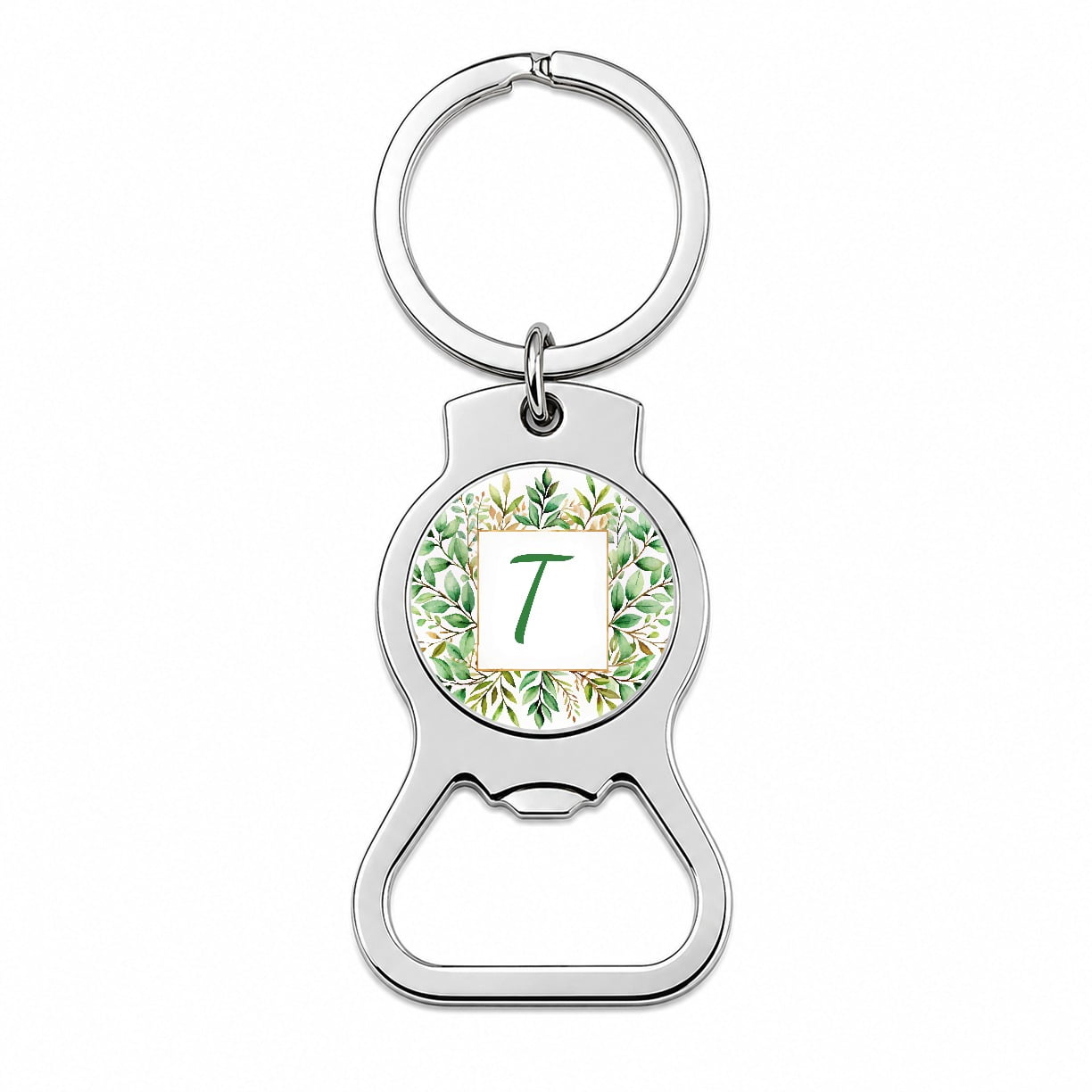 Letter T Initial Monogram Frame Leaf Portable Bottle Opener Metal ...