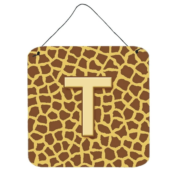 Letter T Initial Monogram - Giraffe Wall or Door Hanging Prints