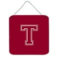 thumbnail image 1 of Letter T Initial Monogram - Maroon and White Wall or Door Hanging Prints, 1 of 1