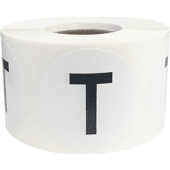 Letter T Inventory Labels 1.5 inch Round Circle Dots 500 Adhesive Stickers