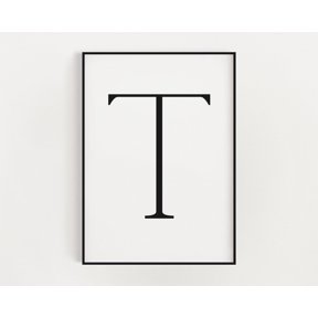 Letter T Monogram Typography Initial Modern Home Wall Art Poster Decor