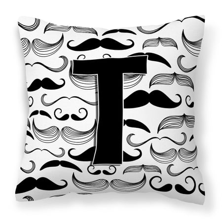 Letter T Moustache Initial Fabric Decorative Pillow