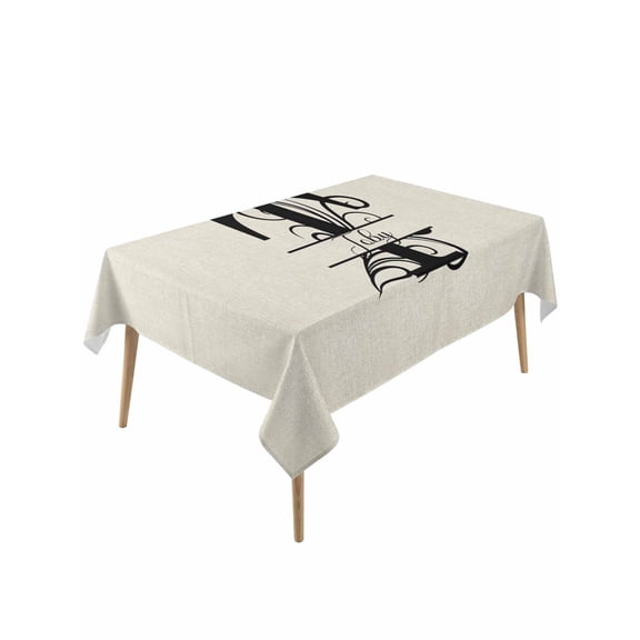 Letter T Rectangle Tablecloth, Monogram Words Waterproof & StainResistant Tablecloth, Washable Oil-proof Table Cover for Dining/Party/Wedding/Camping/Buffet 60x120 In