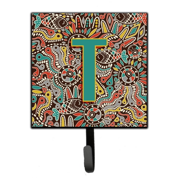 Letter T Retro Tribal Alphabet Initial Leash or Key Holder