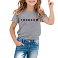 thumbnail image 1 of Letter T Shirts for Unisex Freedom Short Sleeve Tee Tops Grey 140/(8-9 Years), 1 of 3