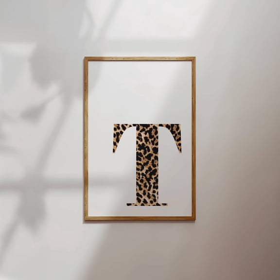 Letter T Wall Art Leopard College Apartment Decor Aesthetic Dorm Cheetah Accent Gallery Poster , Poster Print Only