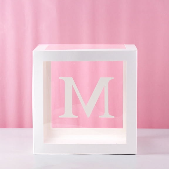 Letter Transparent Gift Boxes, Usavan Clear Large 12 Inch Cube Gift Boxes, Hard Cardboard Easy Assemble Decorative Box for Birthday BabyShower Party Decor